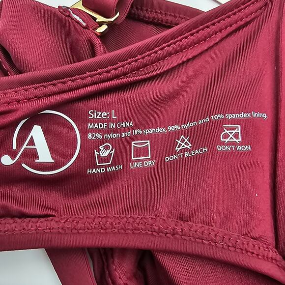 Andie Swim Womans size L The Cartagena Bikini Top in Burgundy Convertible NEW - Picture 6 of 7